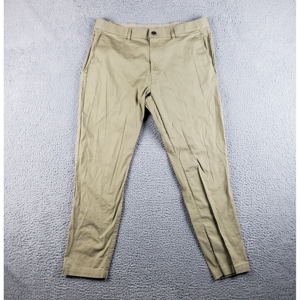 Fabletics High Side‎ Chino Pant Mens 35x29 Beige Classic Fit Lightweight Stretch